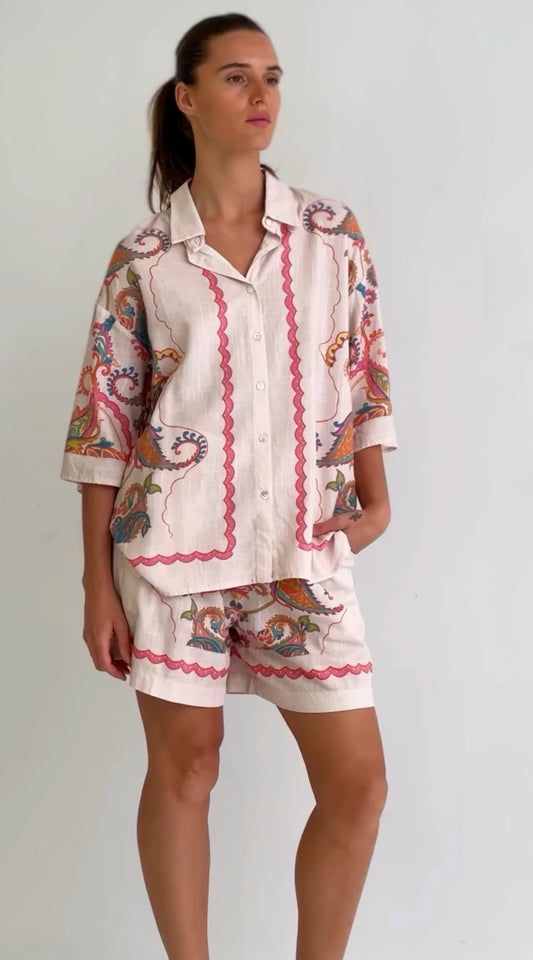 Worthier Paisley Soft Linen Blend Shirt