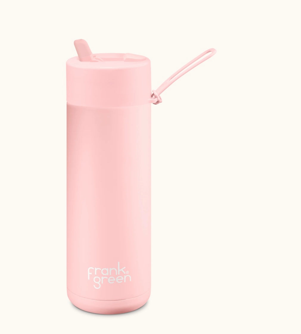 Frank Green Blush Ceramic Reusable Bottle 595mL With Straw Lid