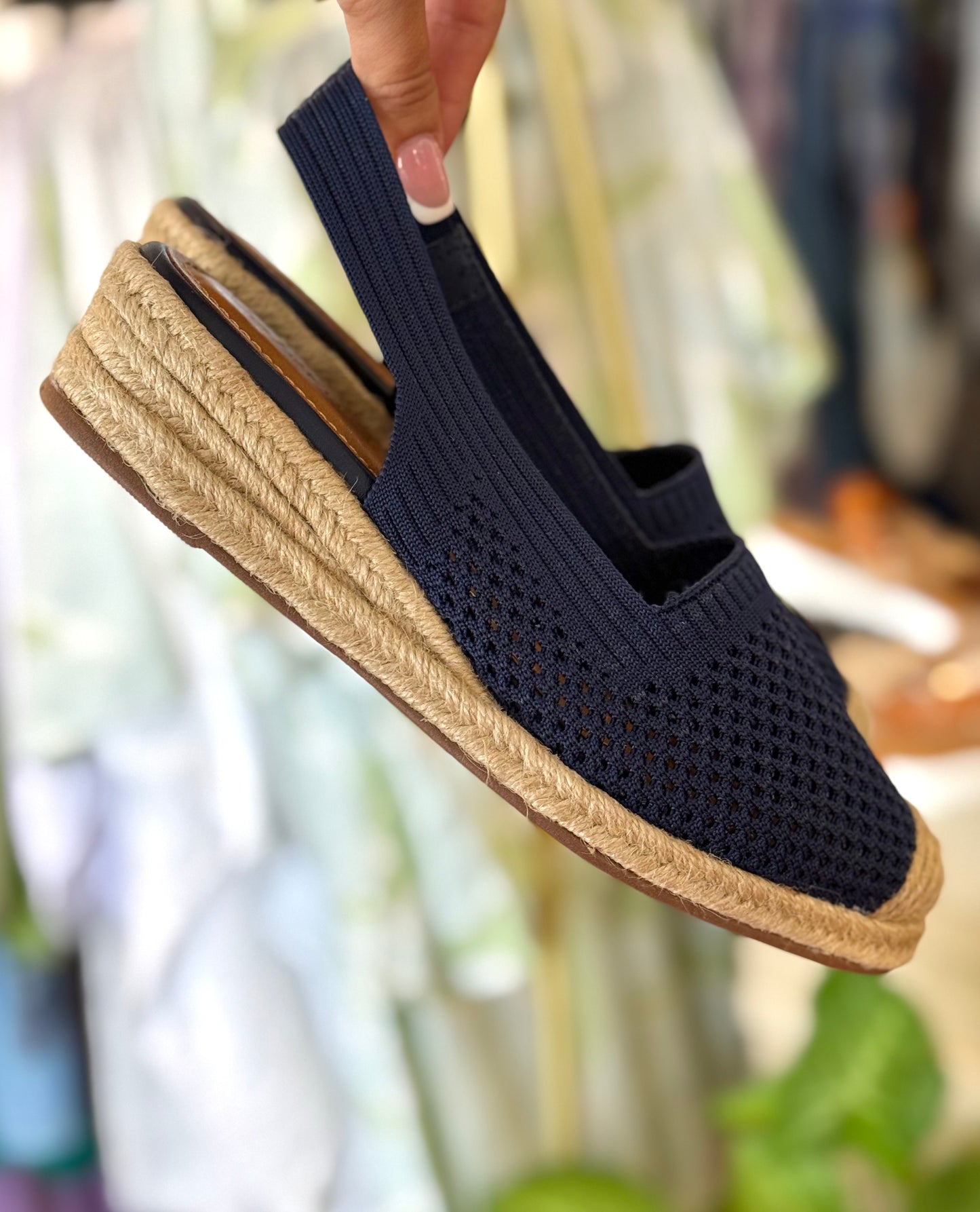 Valerio Conte Navy Elastic Back Wedge