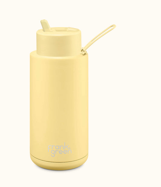 Frank Green Buttermilk Ceramic Reusable Bottle 1L With Straw Lid