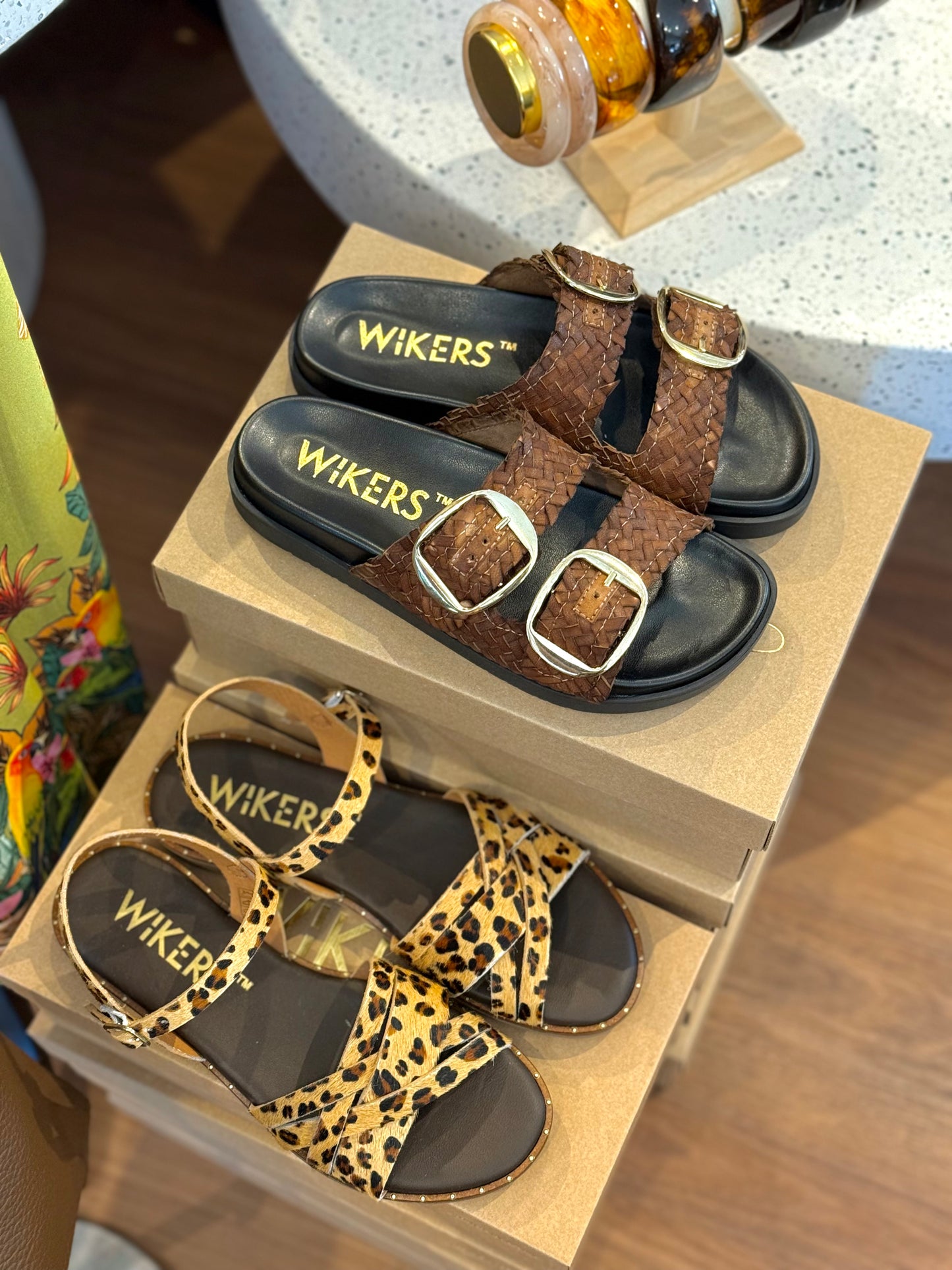 Wikers Tyler Chocolate Leather Woven Slides