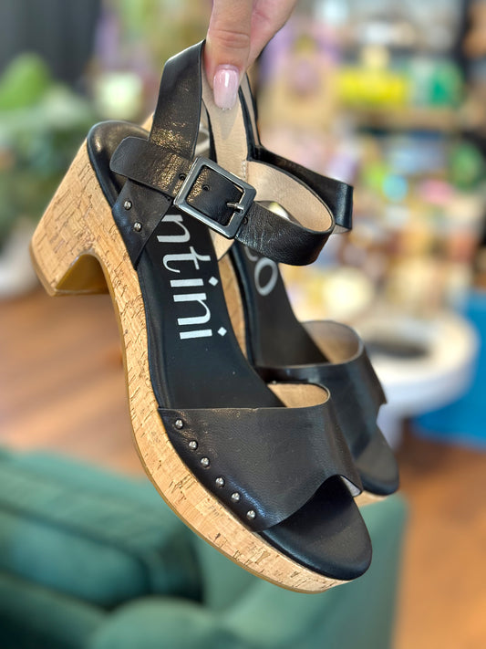 Marco Santini Cobi Black Leather Platform Heels