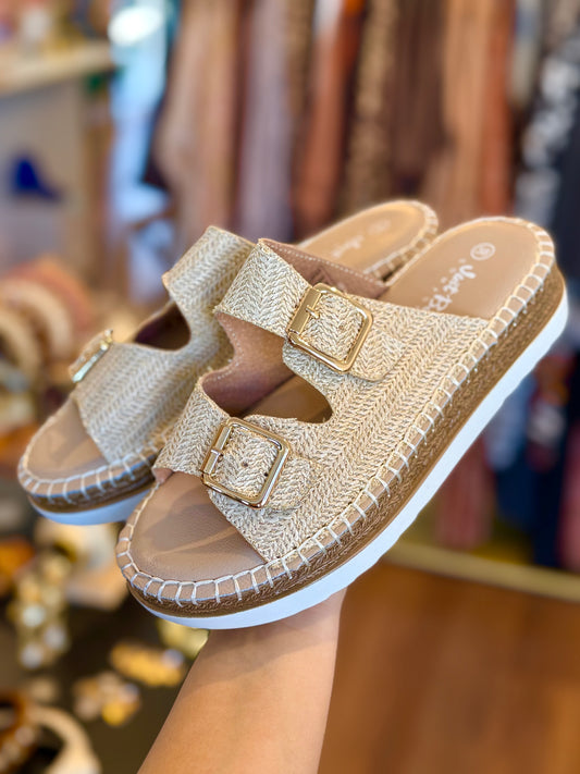 Just Bee Cassia Raffia Slides