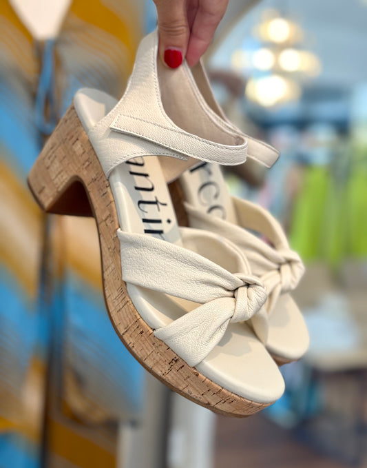 Marco Santini Corky Cream/Beige Platform Sandals