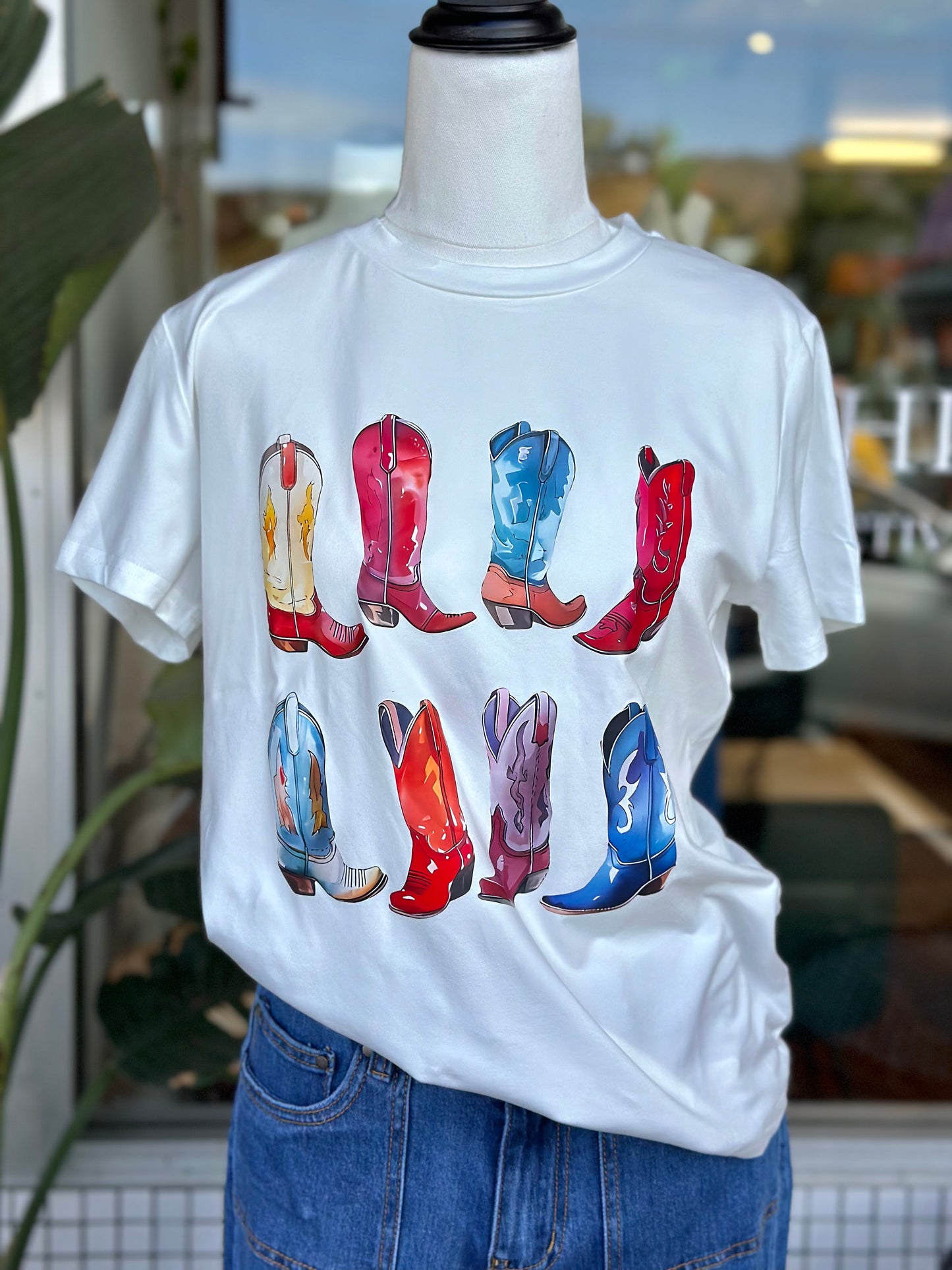 Multi Colour Cowgirl Boots Tee