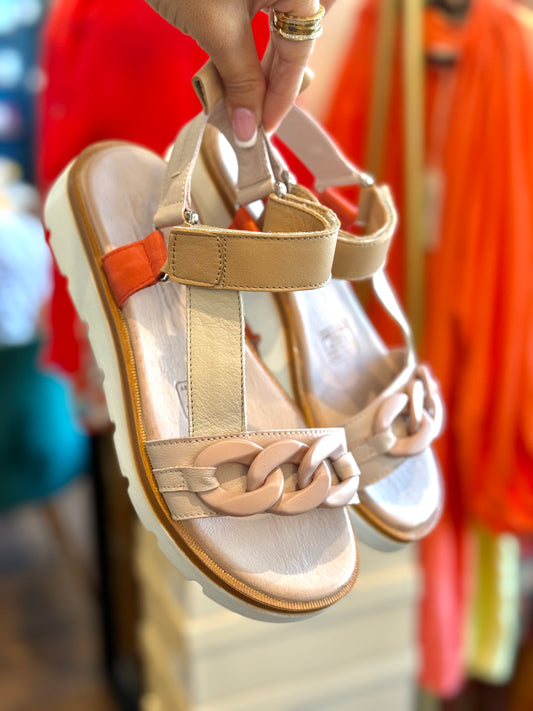 Sala Europe Chain Sandals - Nude Coral Combo