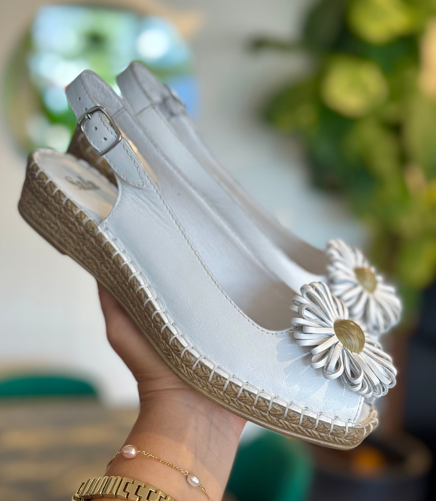 Sala Europe Erica Bianco Vitello White Slingbacks