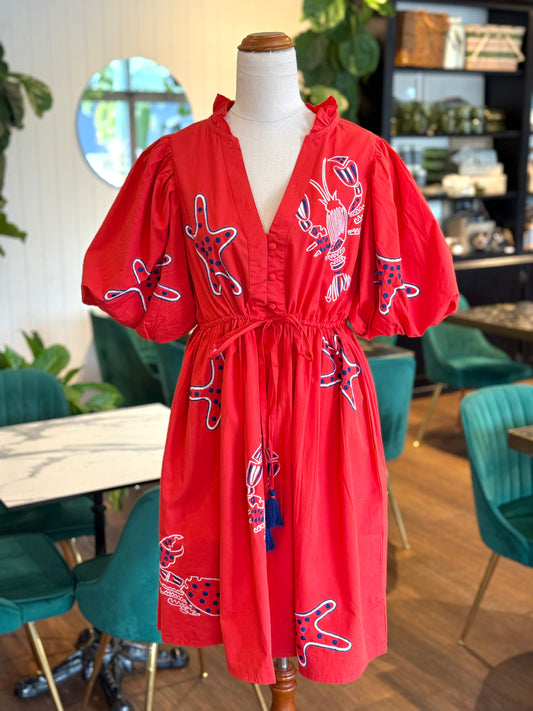 Sunkissed Stars Midi Dress Red