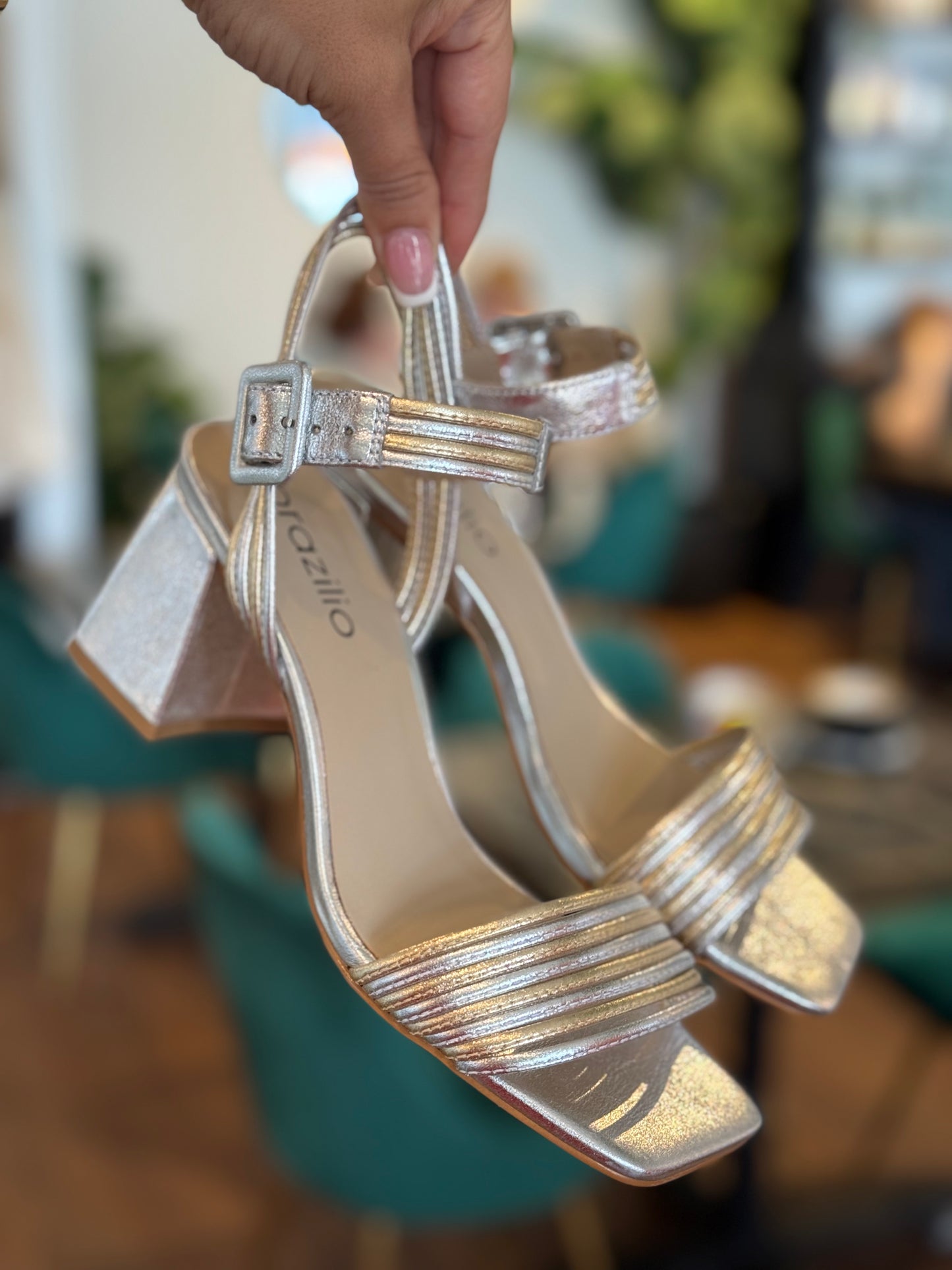 Brazilio Silver & Gold Block Heels