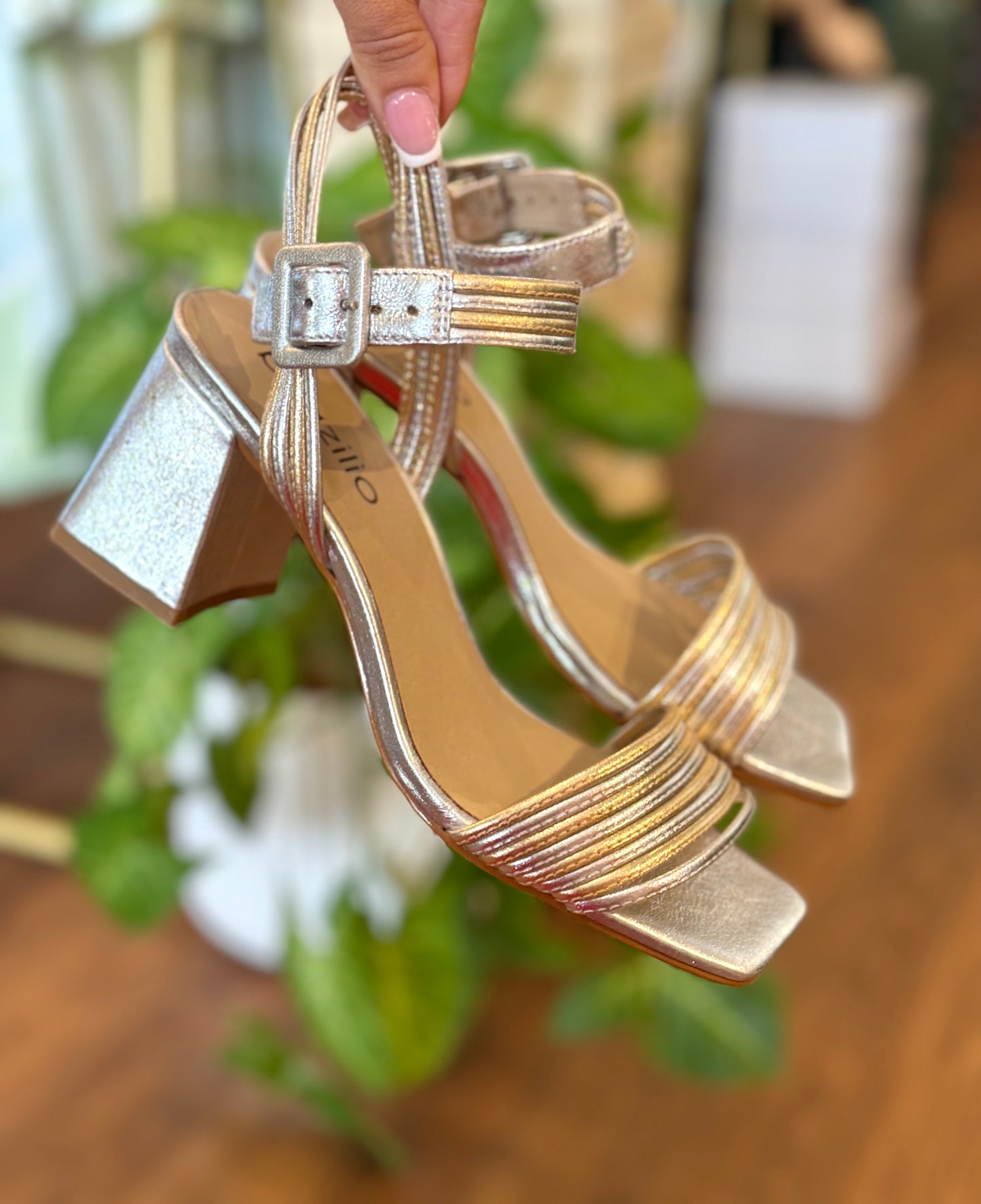 Brazilio Silver & Gold Block Heels