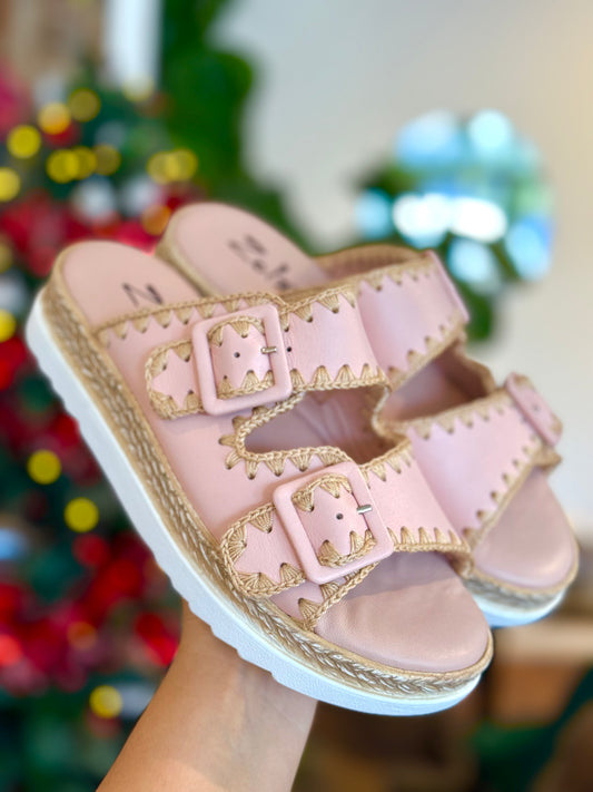 Zola Heidi Baby Pink Cushioned Leather Slides