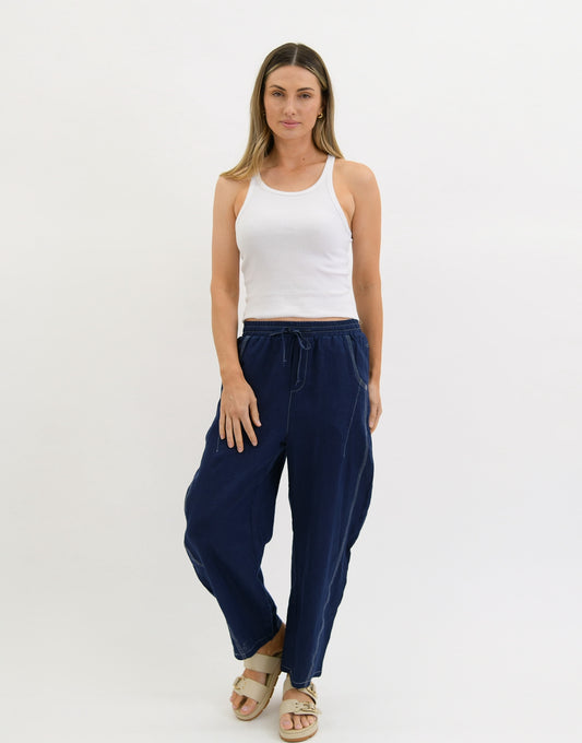 Worthier Drift Navy Linen Pants