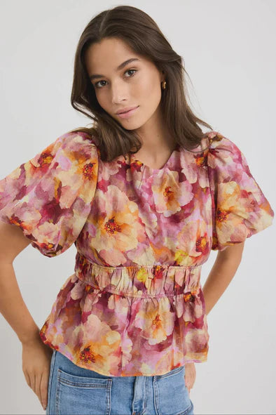 Georgia Mae Provoke Floral Bubble Sleeve Top