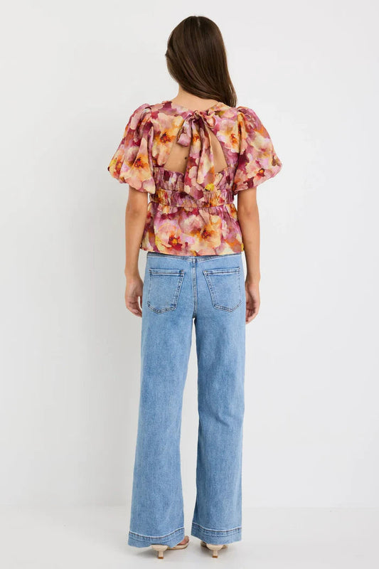 Georgia Mae Provoke Floral Bubble Sleeve Top