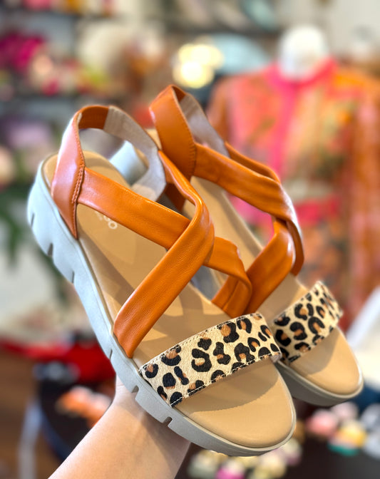 Dolly Virgo Orange Leopard Sandal