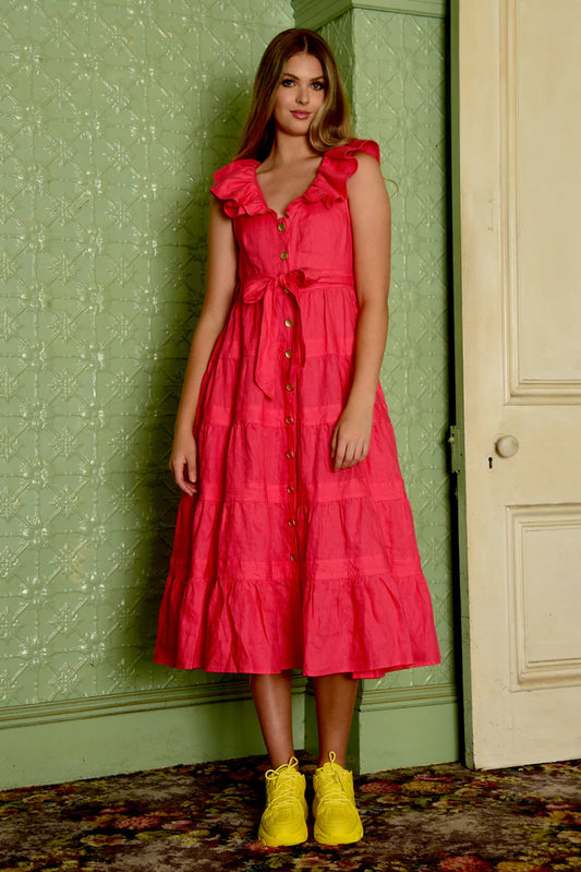 Coop Collar Scheme Raspberry Dress