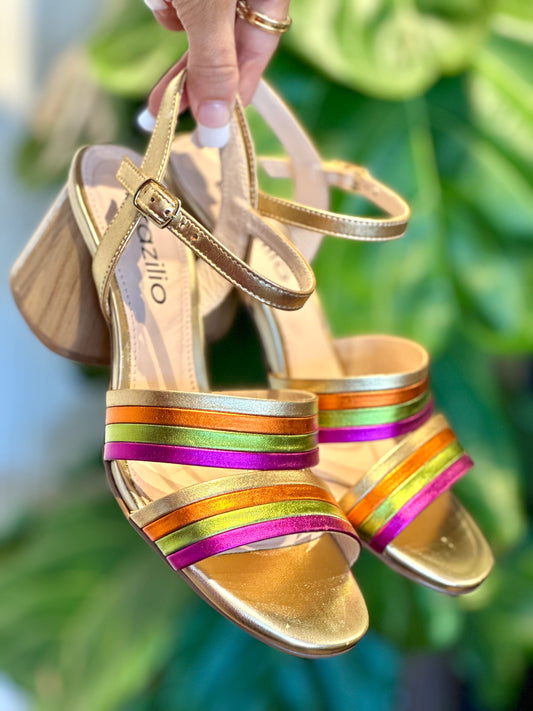 Brazilio Metal Rainbow & Gold Heels