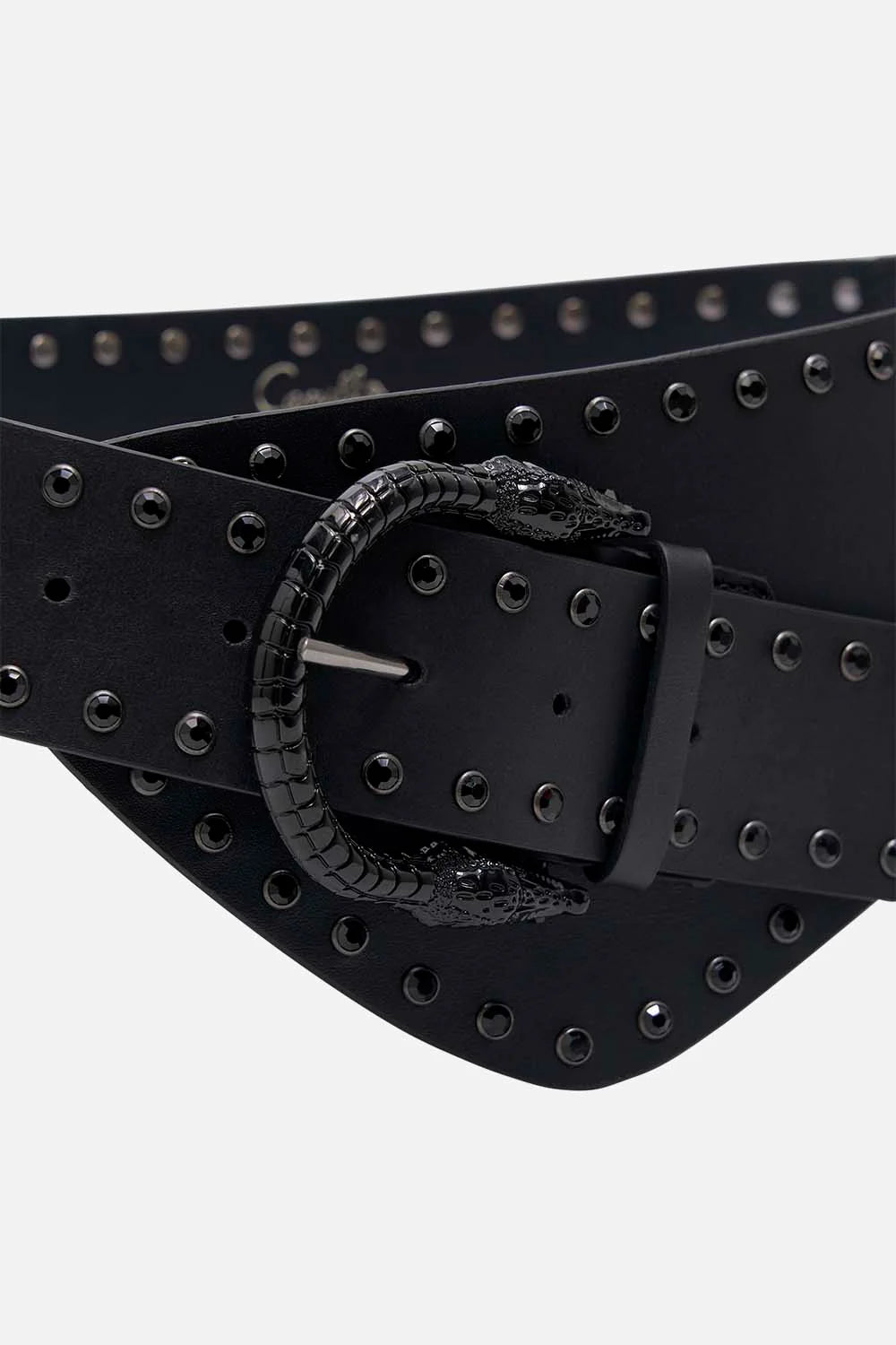 Camilla Solid Black Asymmetric Belt