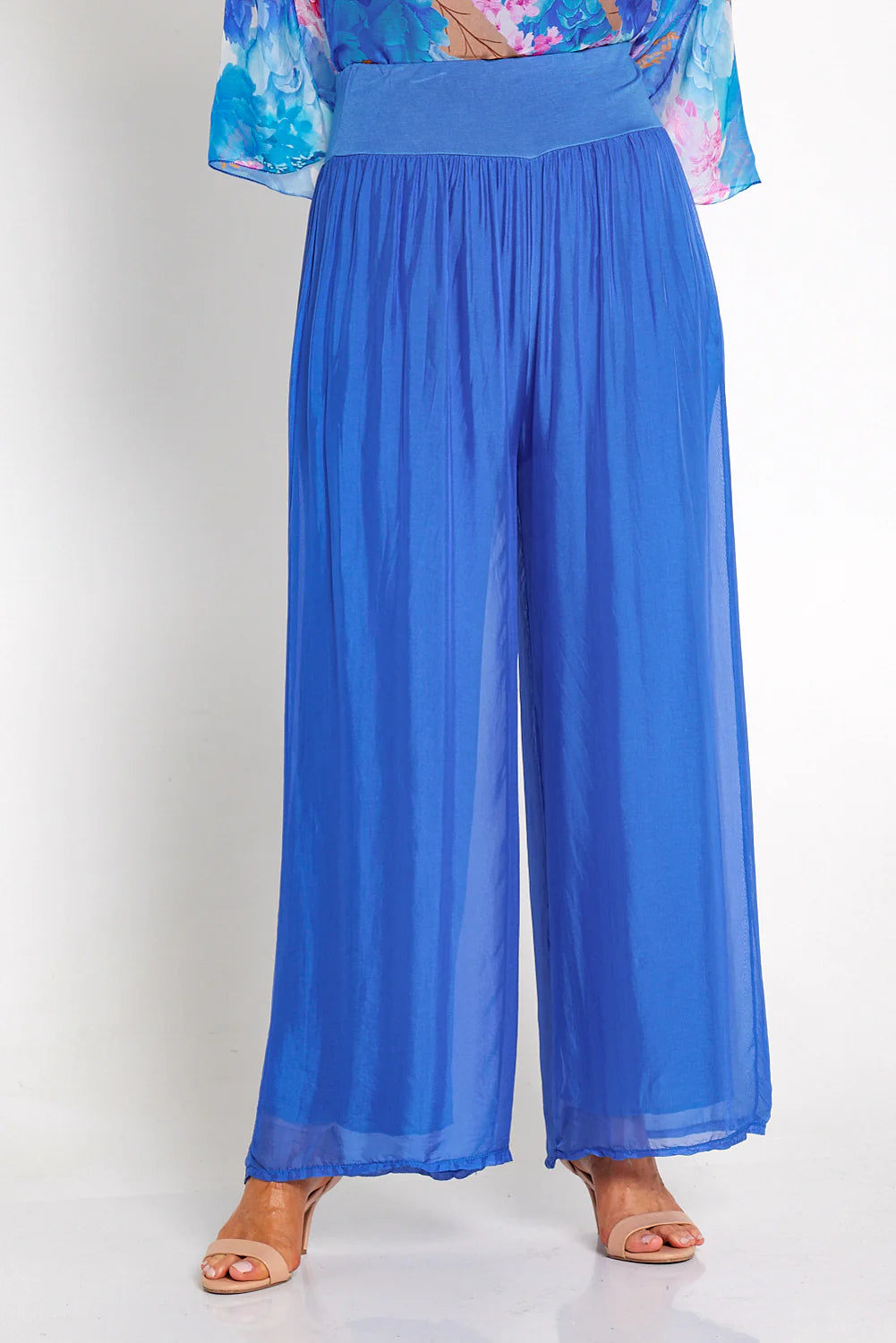 La Strada Arlette Cobalt Blue Silk Pants