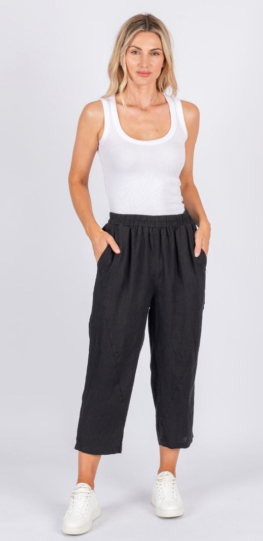 Worthier Novie Black Linen Pant