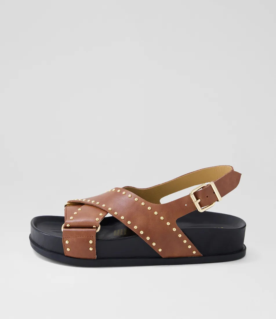 Mollini Cansi Walnut Leather Sandals