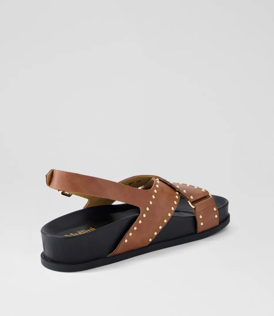 Mollini Cansi Walnut Leather Sandals