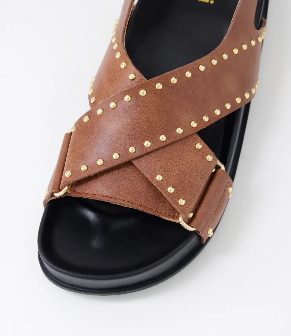 Mollini Cansi Walnut Leather Sandals