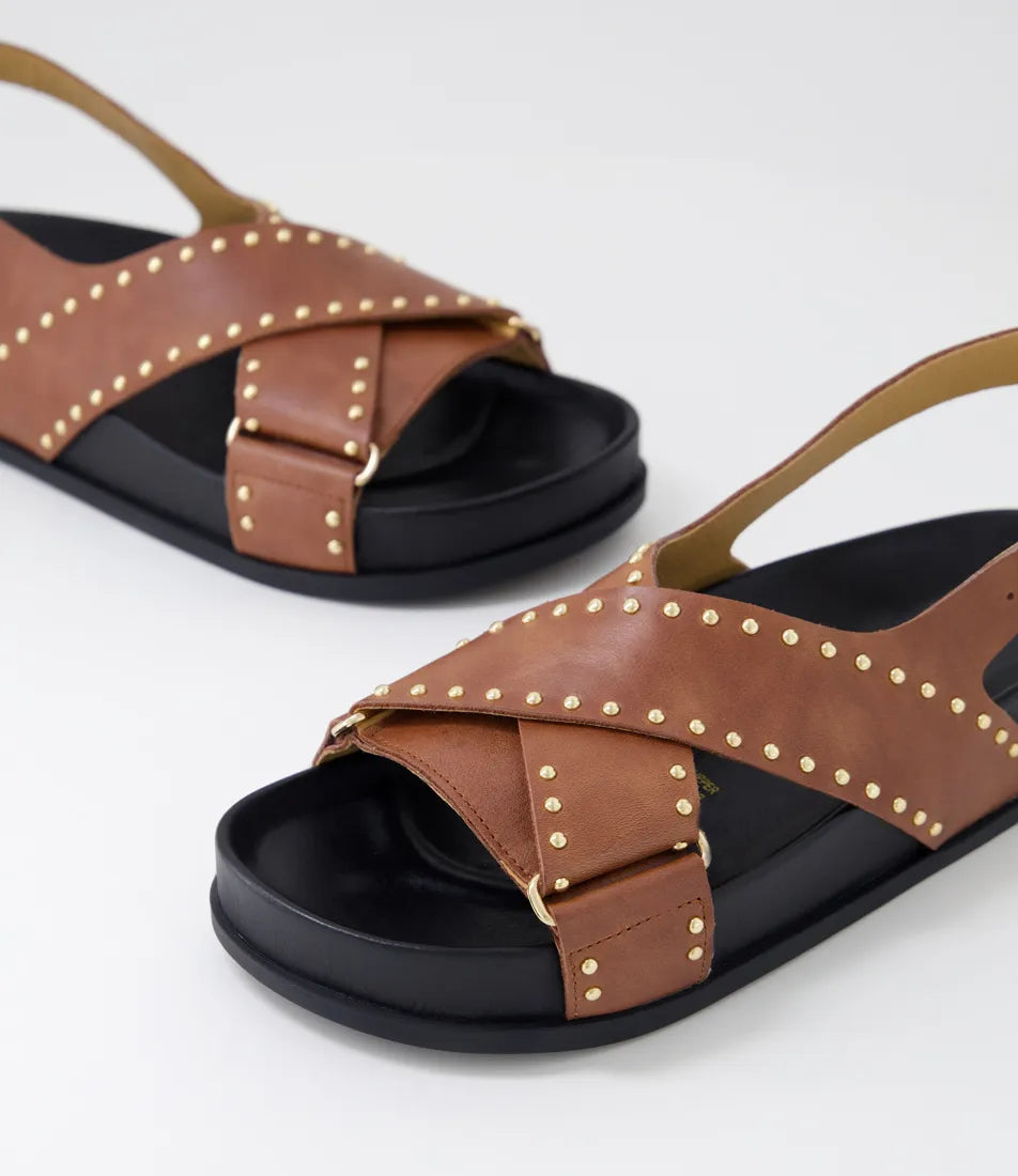 Mollini Cansi Walnut Leather Sandals