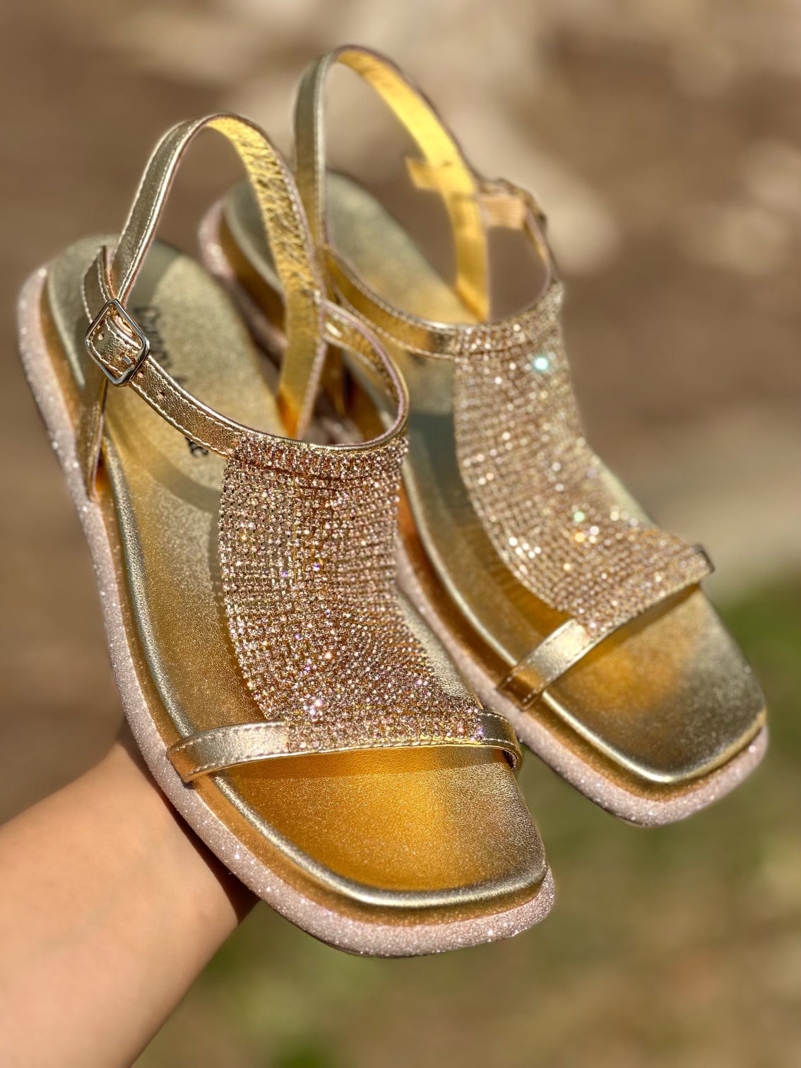 Django & Juliette Yerrys Gold Leather Sandals