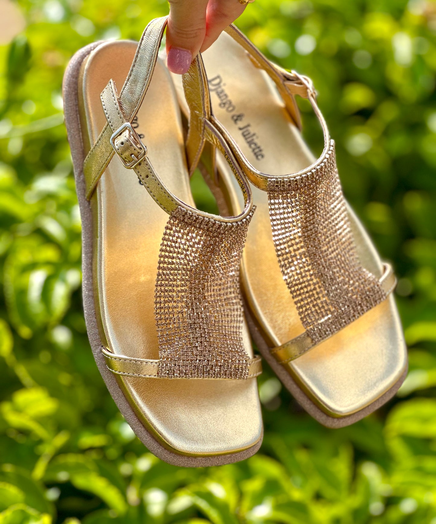 Django & Juliette Yerrys Gold Leather Sandals