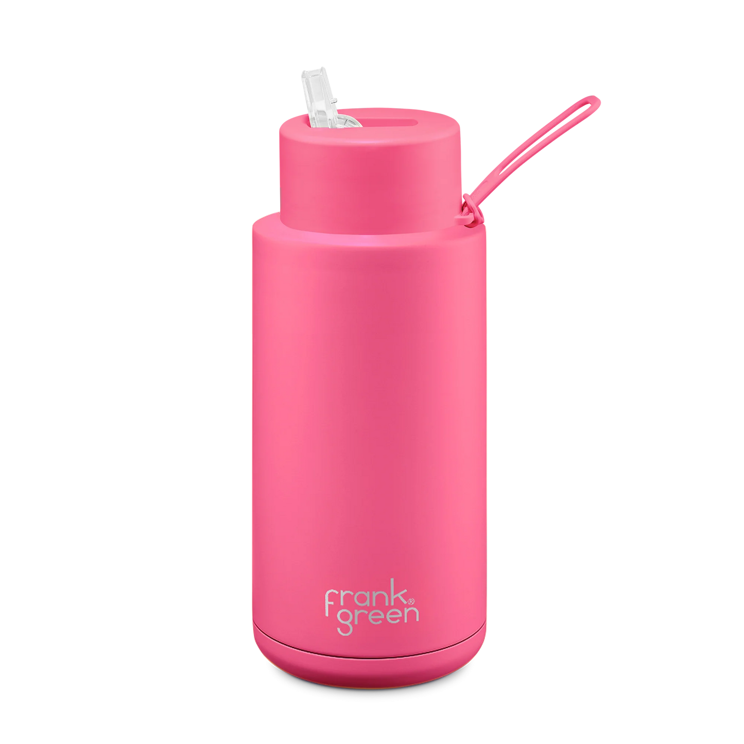 Frank Green Neon Pink Ceramic Reusable Bottle 1L With Straw Lid