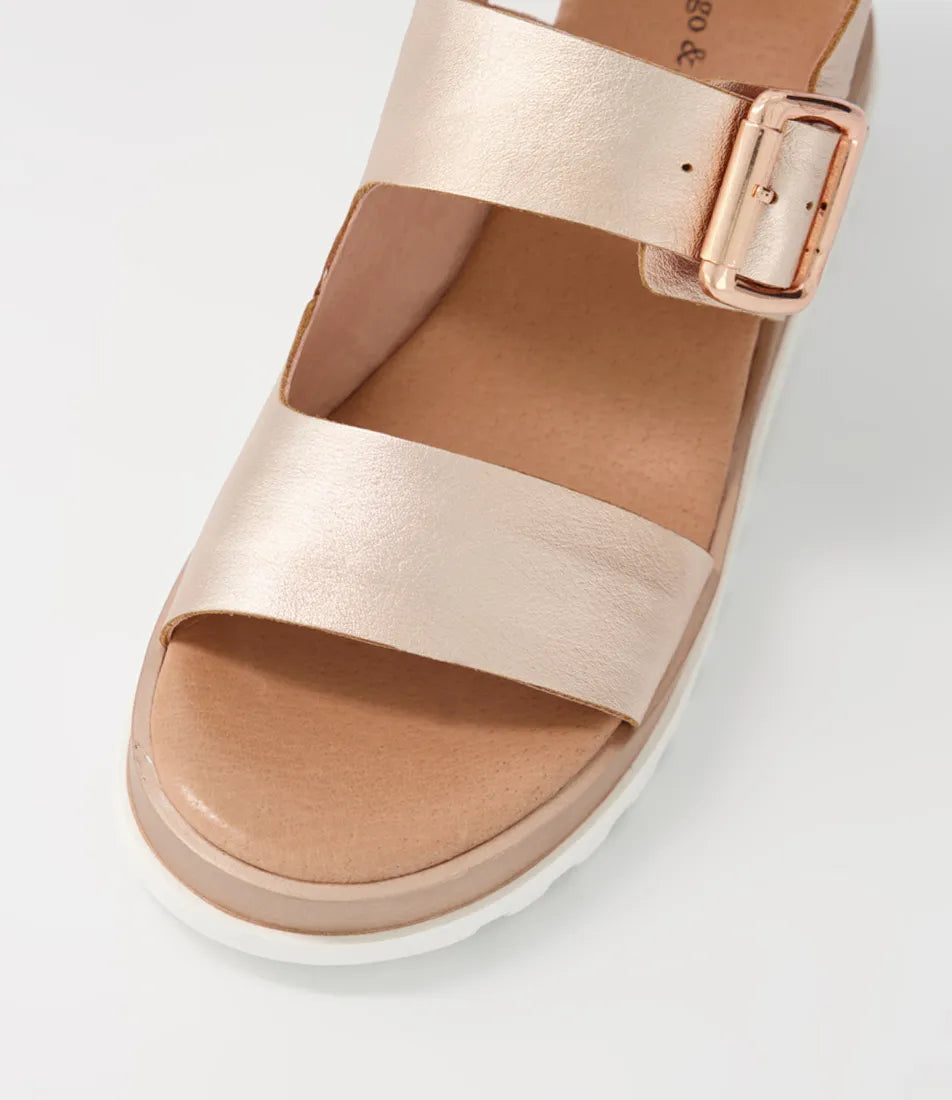 Django & Juliette Barmer Champagne Leather Sandals