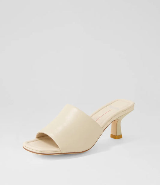 Mollini Minimal Cream Leather Mules