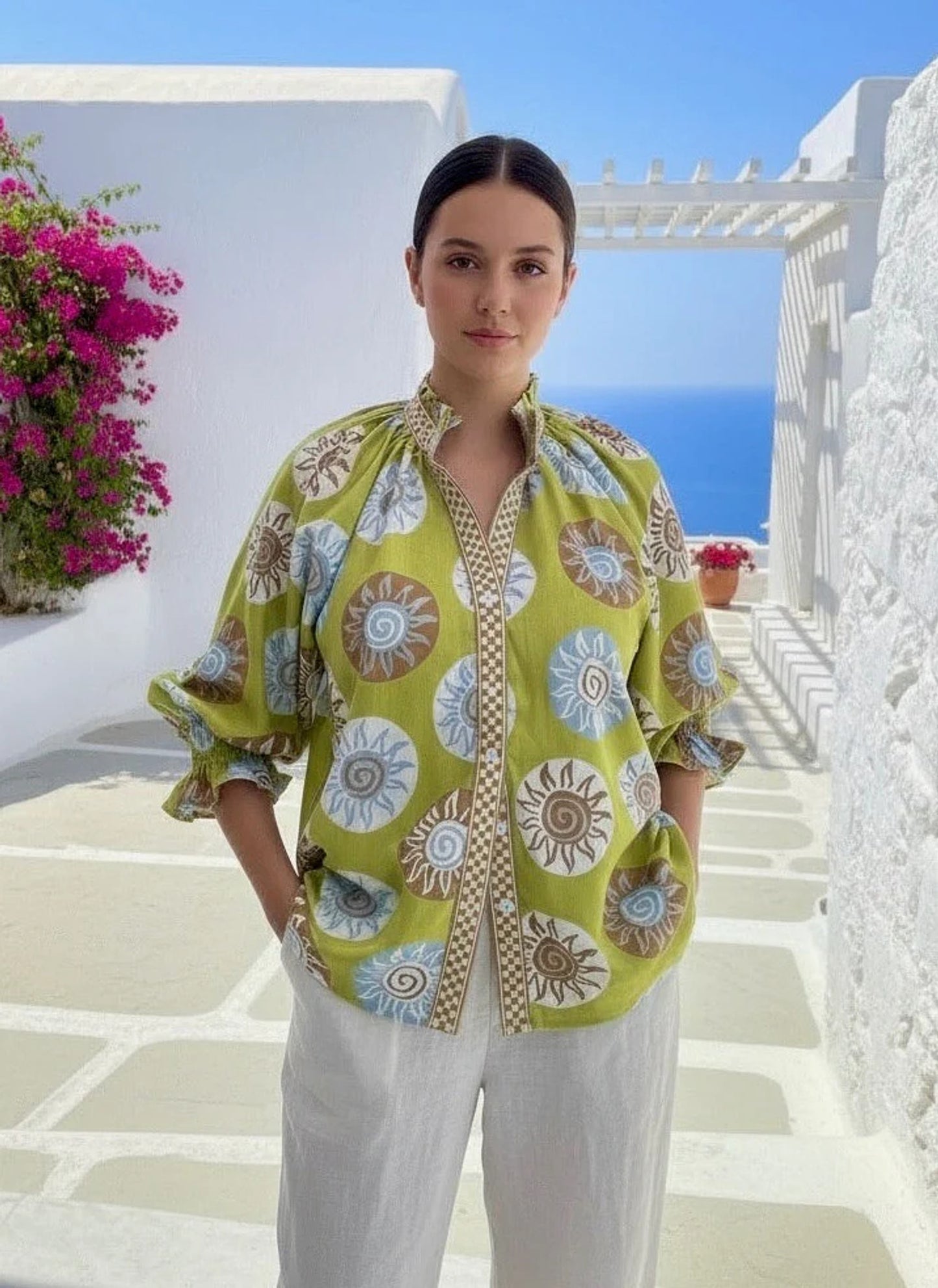 Kiik Pistachio Printed Top