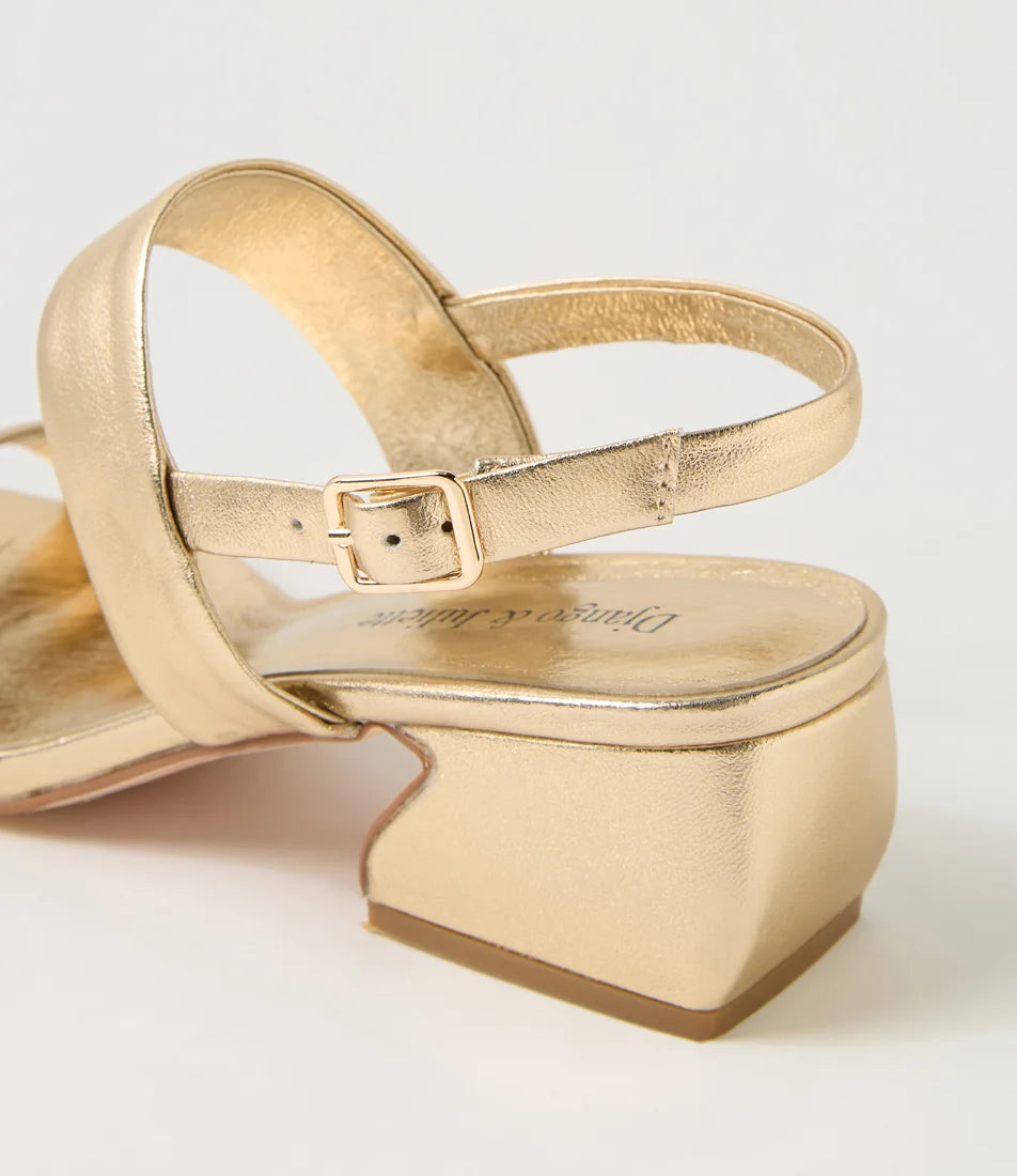 Django & Juliette Shaney Gold Leather Heels