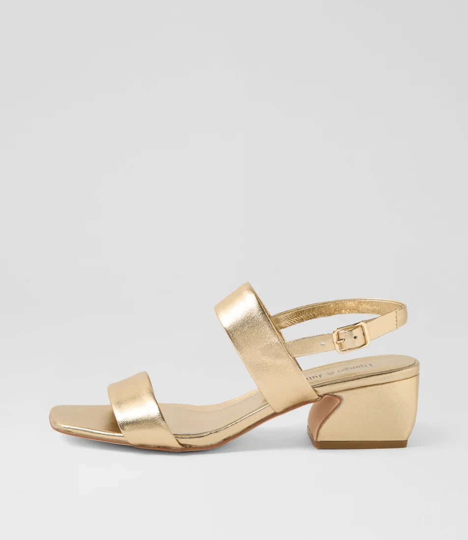 Django & Juliette Shaney Gold Leather Heels