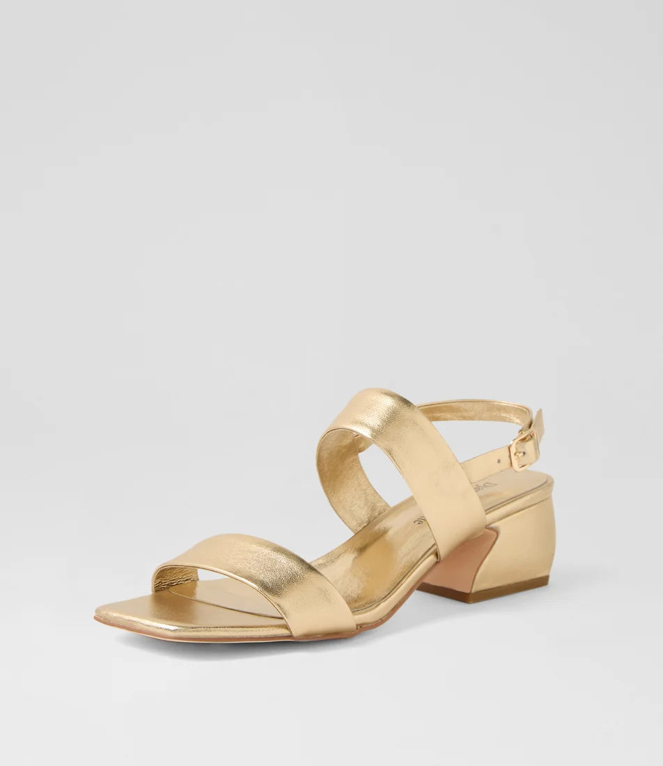 Django & Juliette Shaney Gold Leather Heels