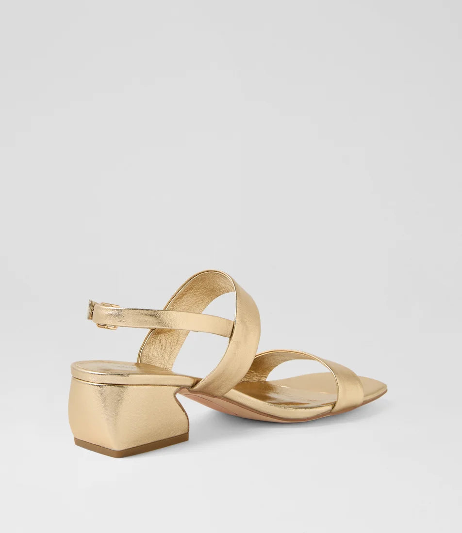 Django & Juliette Shaney Gold Leather Heels