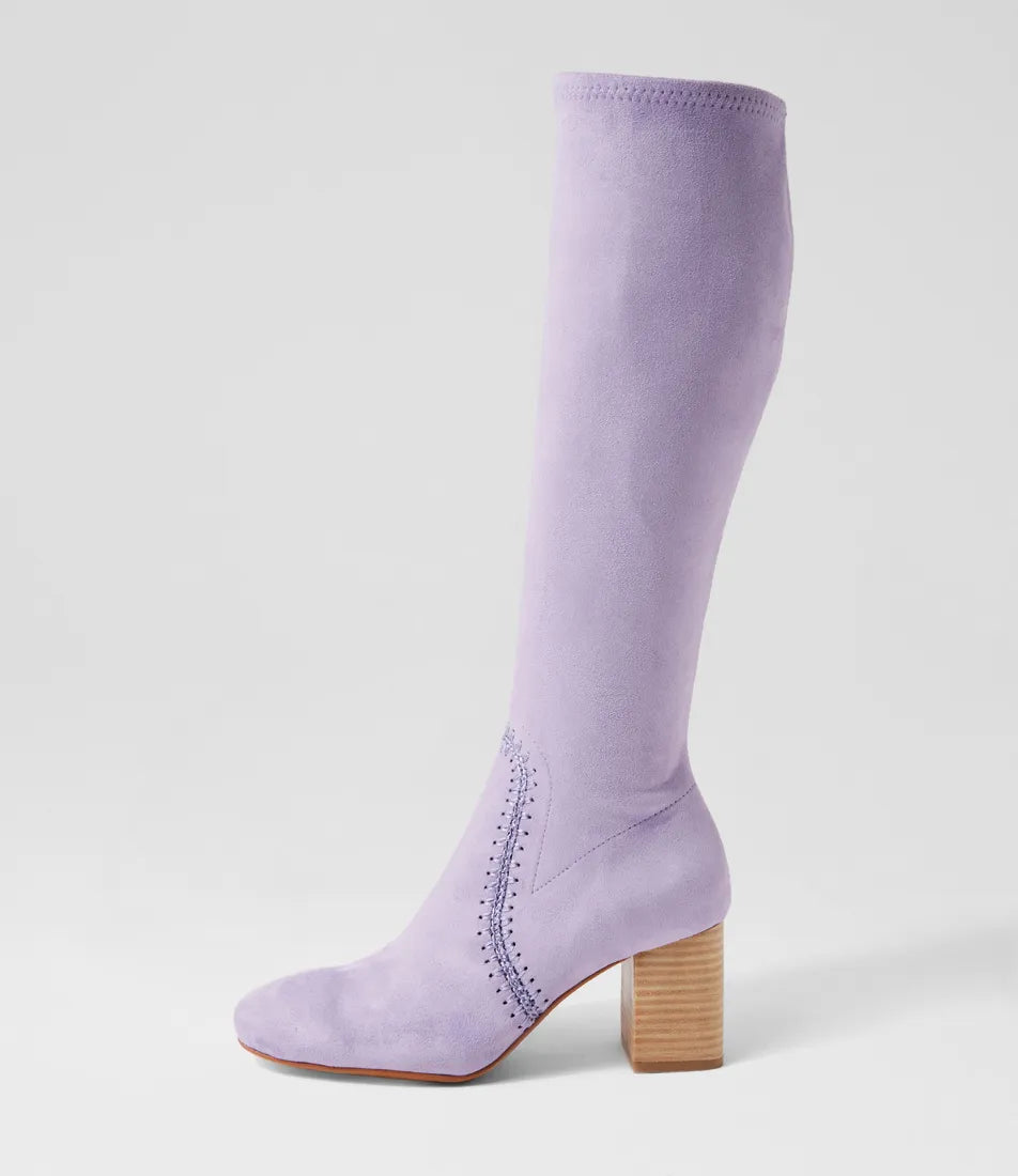 Mollini Sari Violet Stretch Microsuede Knee High Boots