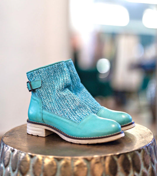 Nolan Blue Woven Boho Boots