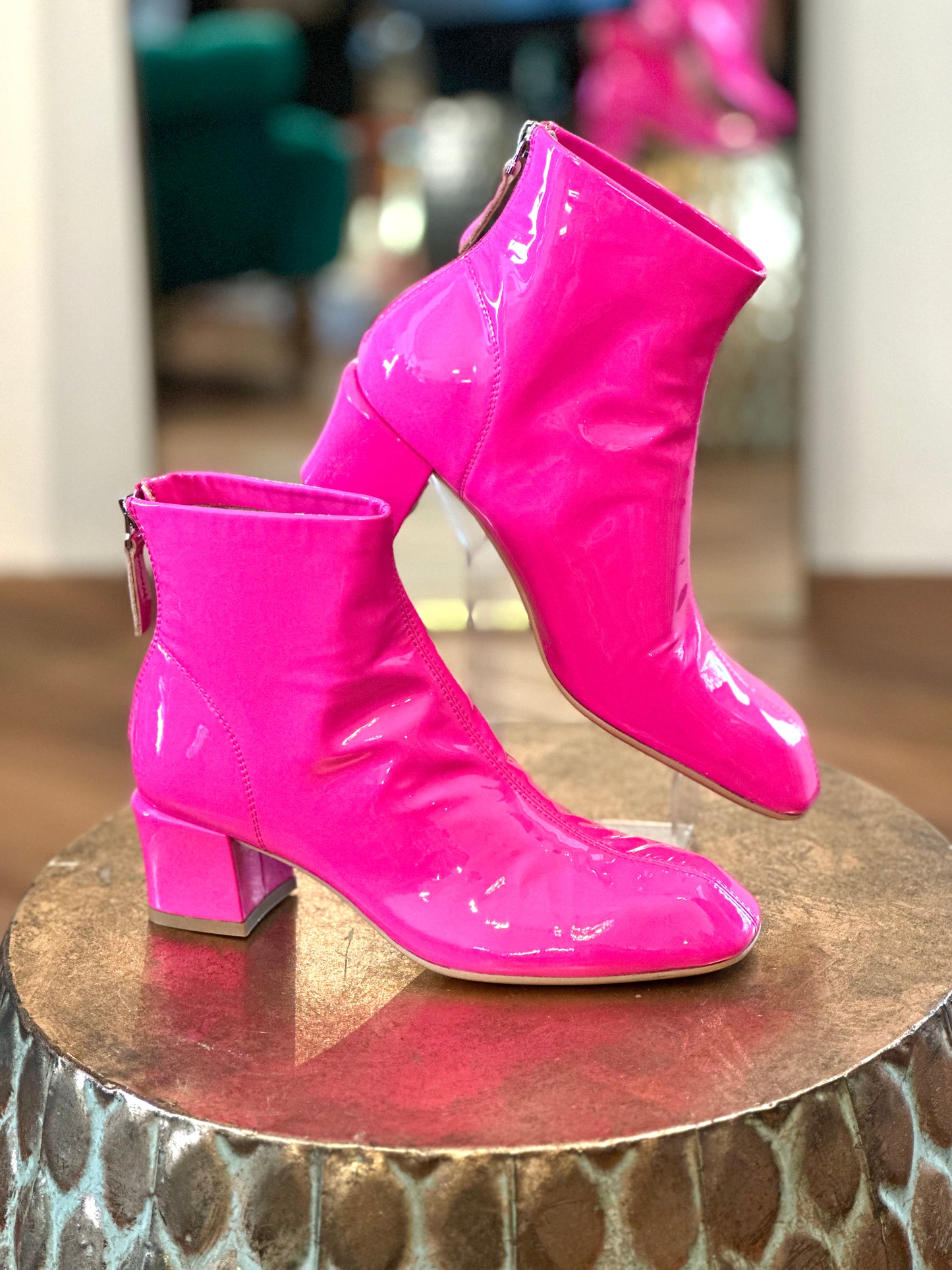 Top End Elliza Hot Pink Patent Boots