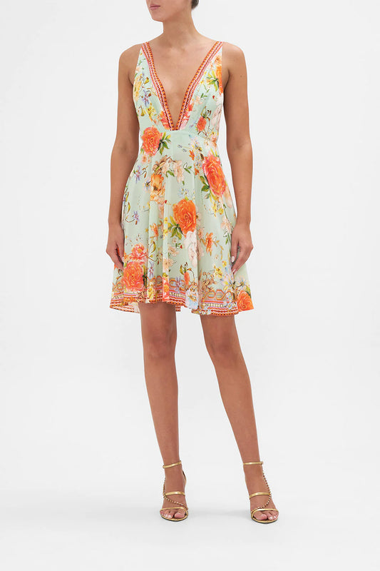 Camilla Talk The Walk Plunge Neck Mini Dress