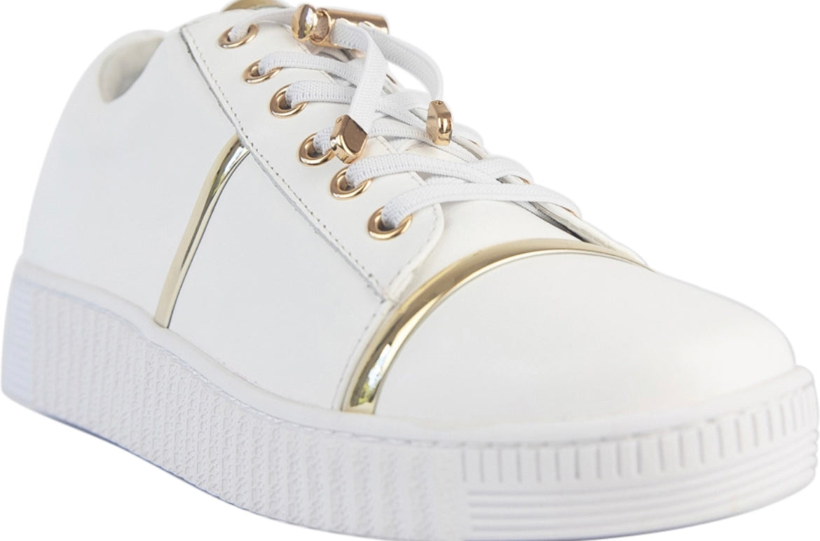 Hinako Brandy White/Gold Sneaker
