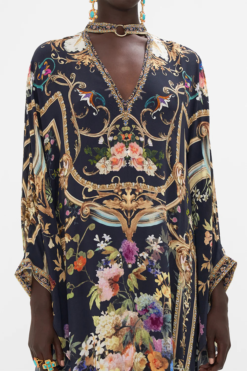 Camilla Play Your Cards Right Kaftan With High Collar Stand