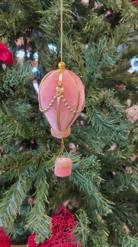 Pink Hot Air Balloon Xmas Decoration