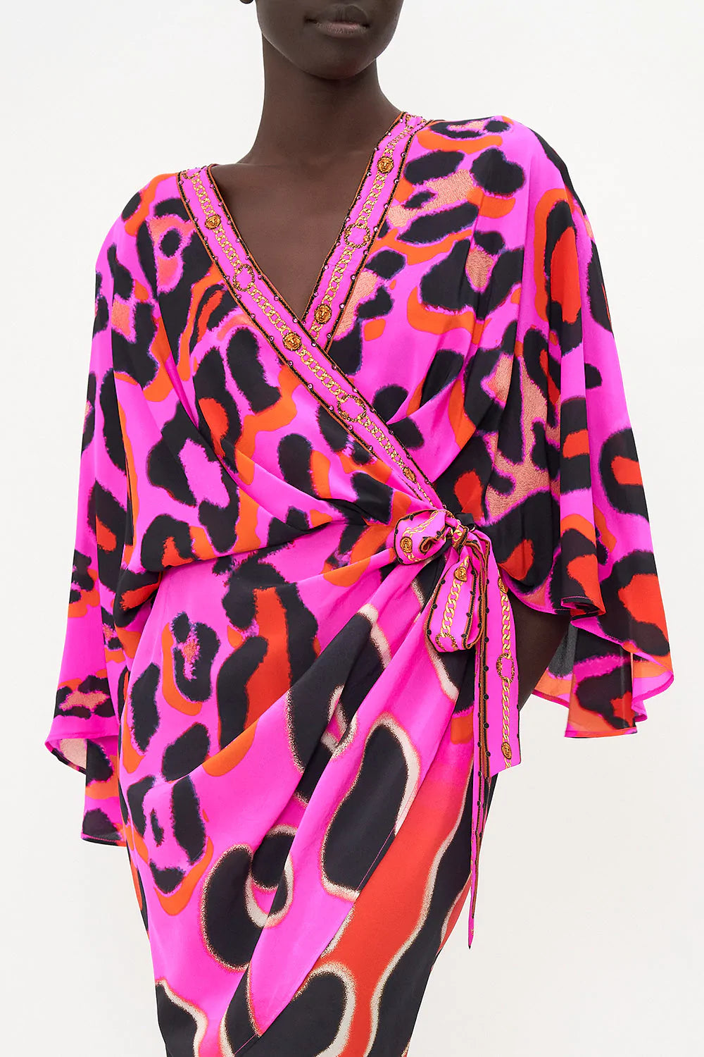 Camilla Always Change Your Spots Draped Front Wrap Dress
