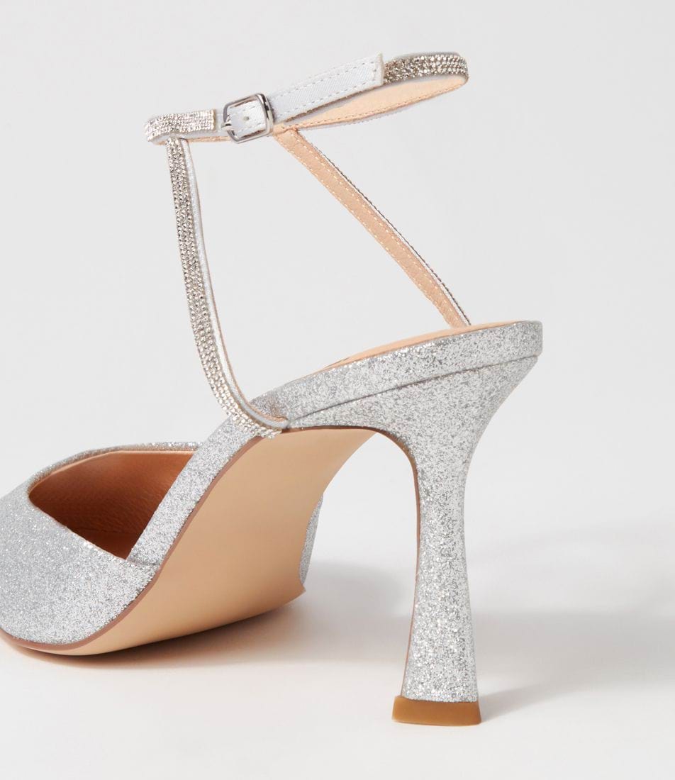 Mollini Diamond Silver Glitter Heels