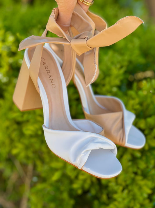 Carrano Nude & White Heels with Ankle Strap
