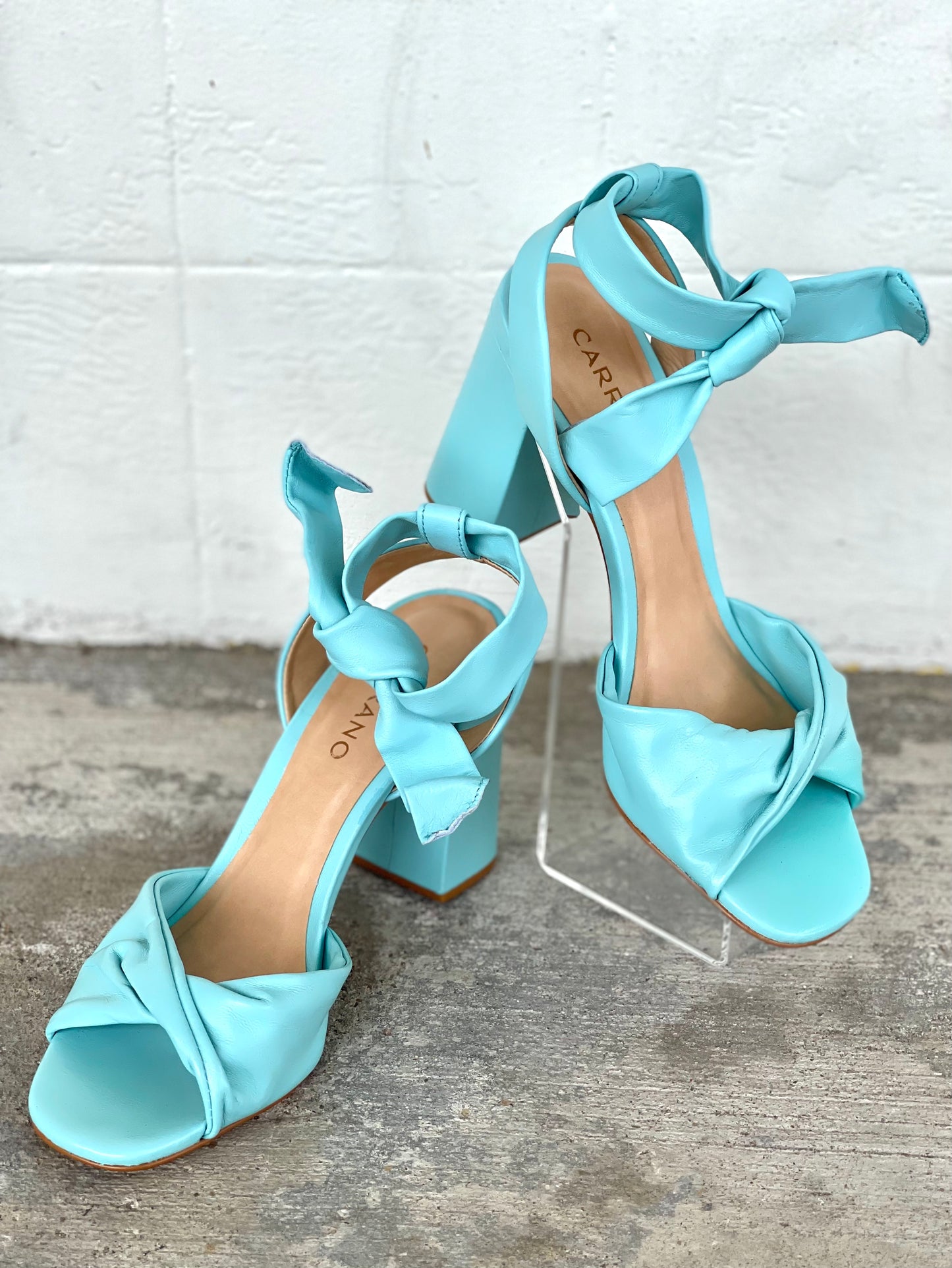 Carrano Baby Blue Ankle Wrap Heels