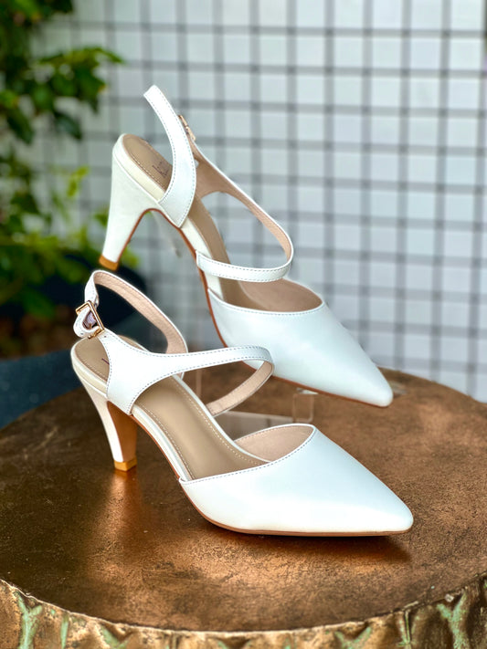 Katie n Me Jolene White Heels